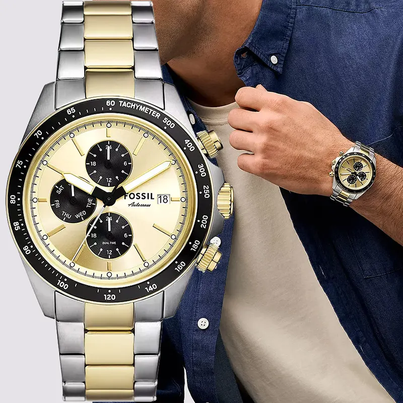 Fossil Autocross Quartz Gold-Tone Men’s Watch- BQ2876